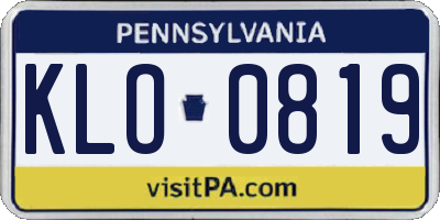 PA license plate KLO0819