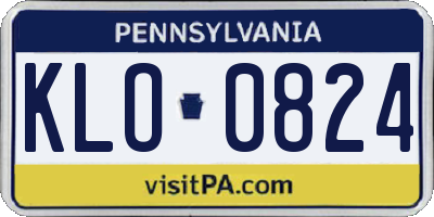 PA license plate KLO0824