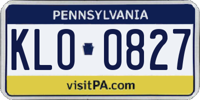 PA license plate KLO0827