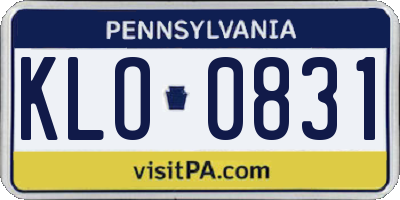 PA license plate KLO0831