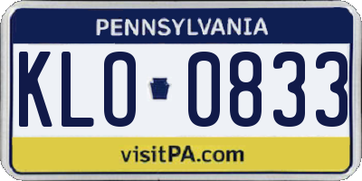 PA license plate KLO0833