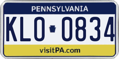 PA license plate KLO0834