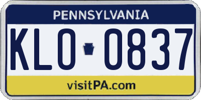 PA license plate KLO0837