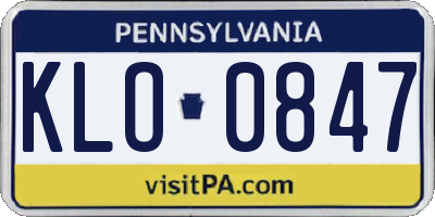 PA license plate KLO0847
