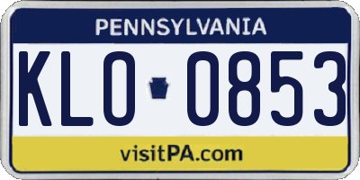 PA license plate KLO0853