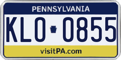 PA license plate KLO0855