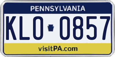 PA license plate KLO0857