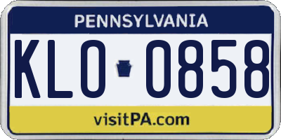 PA license plate KLO0858