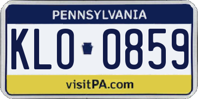PA license plate KLO0859