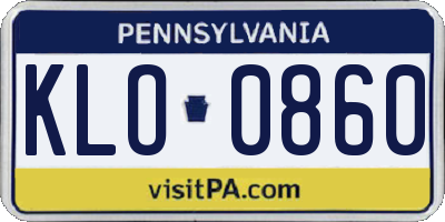PA license plate KLO0860