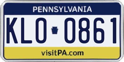 PA license plate KLO0861