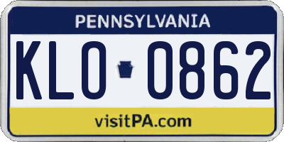 PA license plate KLO0862