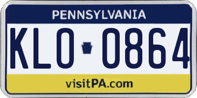 PA license plate KLO0864