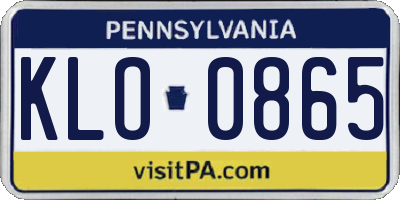 PA license plate KLO0865