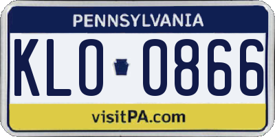 PA license plate KLO0866