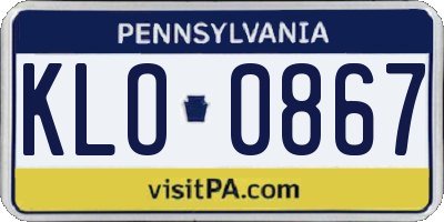 PA license plate KLO0867