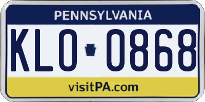 PA license plate KLO0868