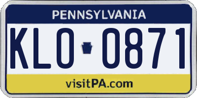PA license plate KLO0871