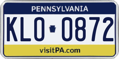 PA license plate KLO0872