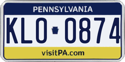 PA license plate KLO0874