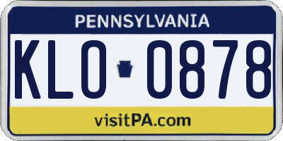 PA license plate KLO0878