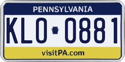 PA license plate KLO0881