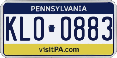 PA license plate KLO0883