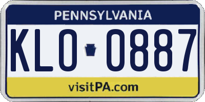 PA license plate KLO0887