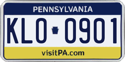 PA license plate KLO0901