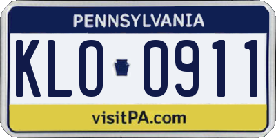 PA license plate KLO0911