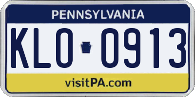 PA license plate KLO0913