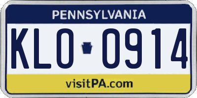PA license plate KLO0914