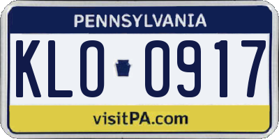 PA license plate KLO0917