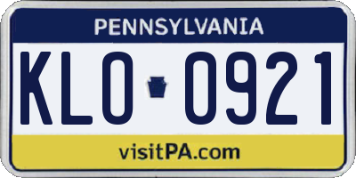 PA license plate KLO0921