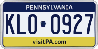 PA license plate KLO0927