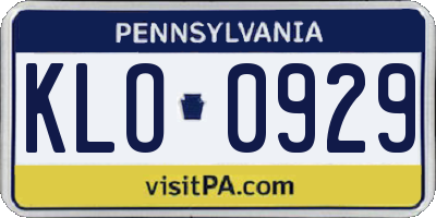 PA license plate KLO0929