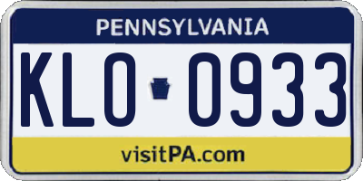 PA license plate KLO0933
