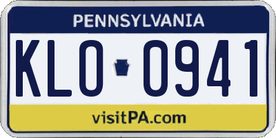 PA license plate KLO0941