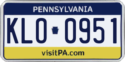 PA license plate KLO0951