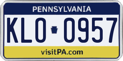 PA license plate KLO0957