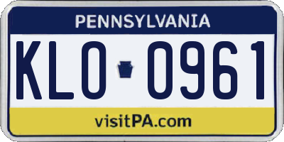 PA license plate KLO0961