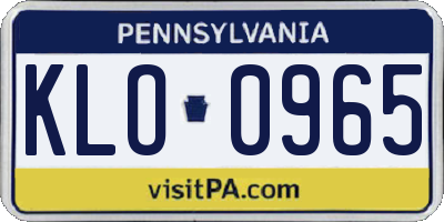 PA license plate KLO0965