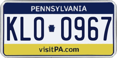 PA license plate KLO0967