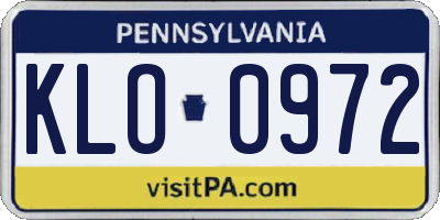 PA license plate KLO0972