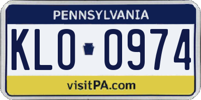 PA license plate KLO0974
