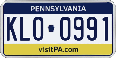PA license plate KLO0991