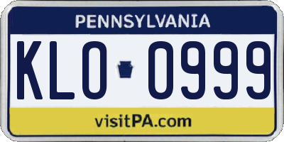 PA license plate KLO0999