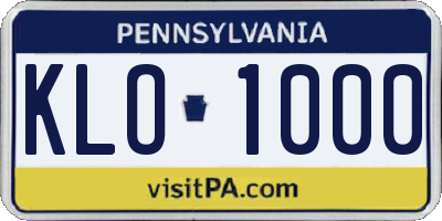 PA license plate KLO1000