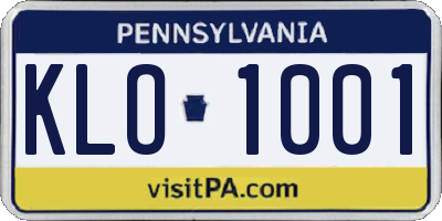 PA license plate KLO1001