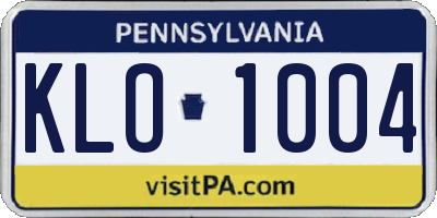 PA license plate KLO1004